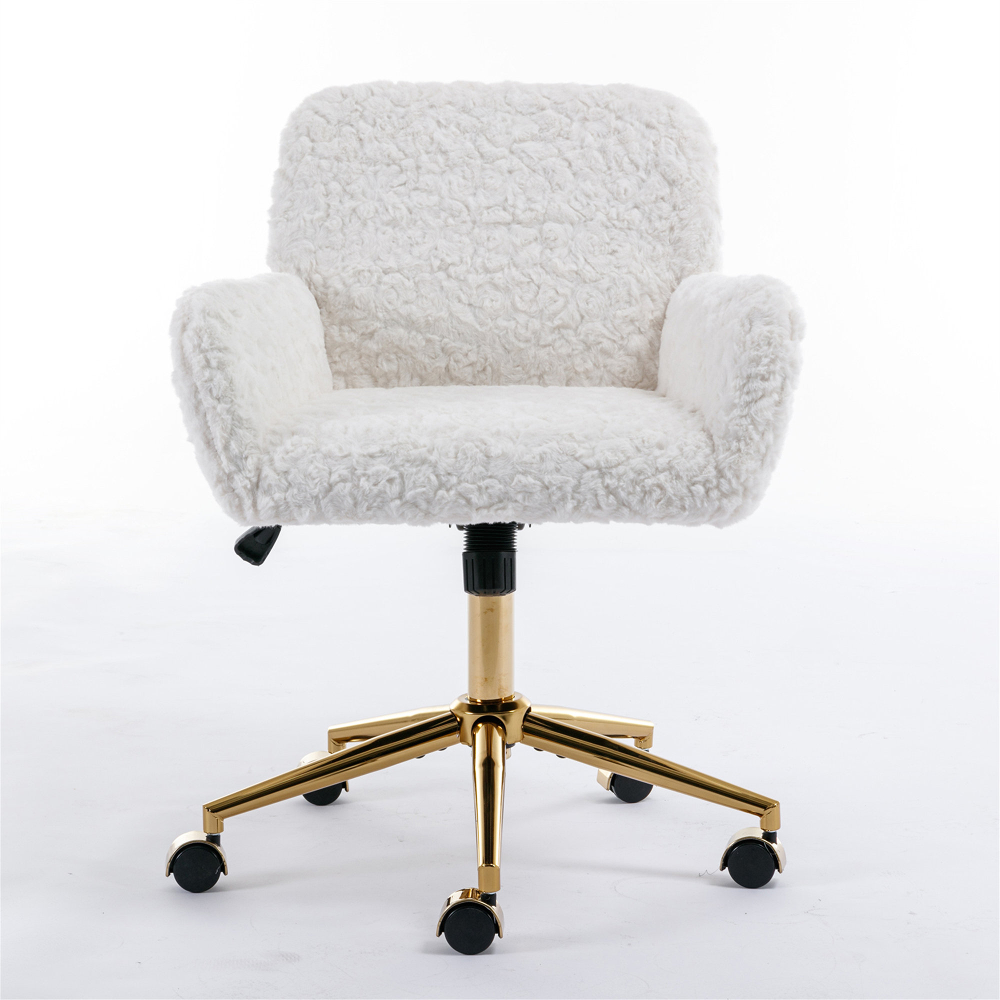 Ebern Designs Branisha Pink Faux Fur Upholstered Swivel Task Chair